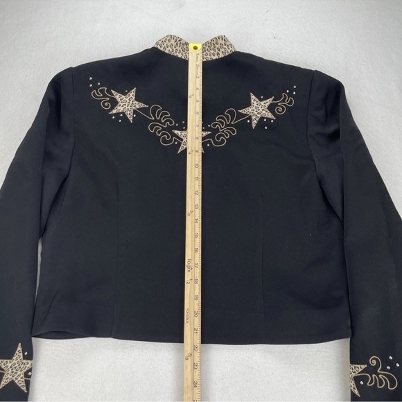 Scully Marsha Wright Vintage Jacket Women XL Crop Black Animal Print & Stars - Picture 10 of 13